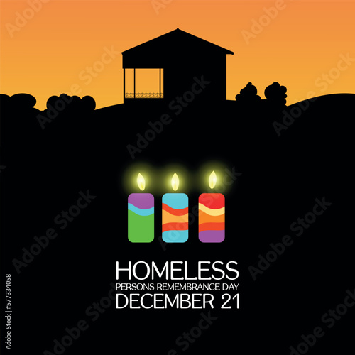 Homeless Persons Remembrance Day  . Design suitable for greeting card poster and banner
