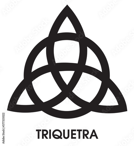 Triquetra in circle Trikvetr knot shape Trinity knot icon black color. Wiccan symbol for protection. Divination symbol, ancient occult symbols.
