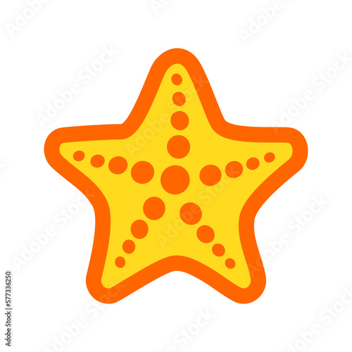 Vida marina. Ilustración aislada de una estrella de mar en color amarillo