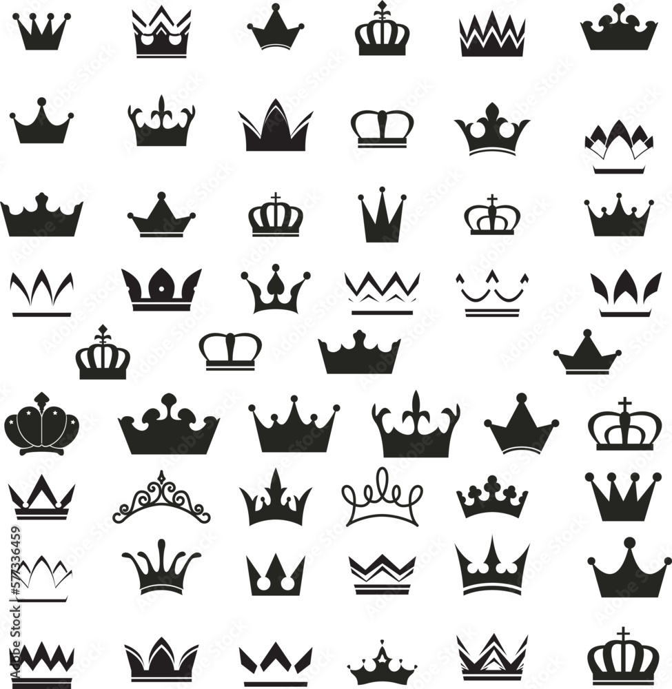 Crown icon set. Crown sign collection. Vector stock illustration