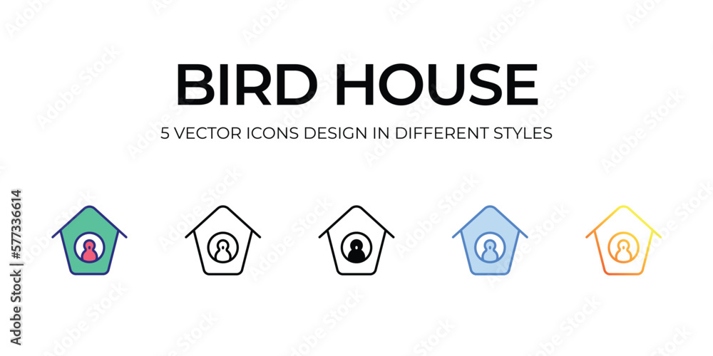 bird house Icon Design in Five style with Editable Stroke. Line, Solid, Flat Line, Duo Tone Color, and Color Gradient Line. Suitable for Web Page, Mobile App, UI, UX and GUI design. bird house Icon Design in Five style with Editable Stroke. Line, Solid, Flat Line, Duo Tone Color, and Color Gradient Line. Suitable for Web Page, Mobile App, UI, UX and GUI design.
