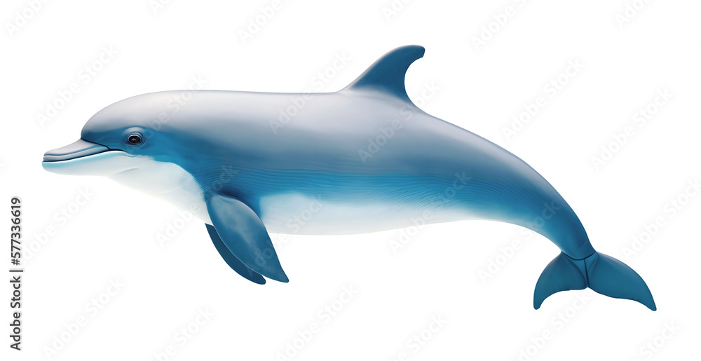 Dolphin, side profile, isolated background. Generative Ai Dolphin, side profile, isolated background. Generative Ai