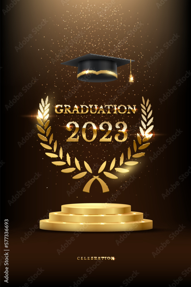 2023 graduation ceremony vertical banner. Award concept with academic ...