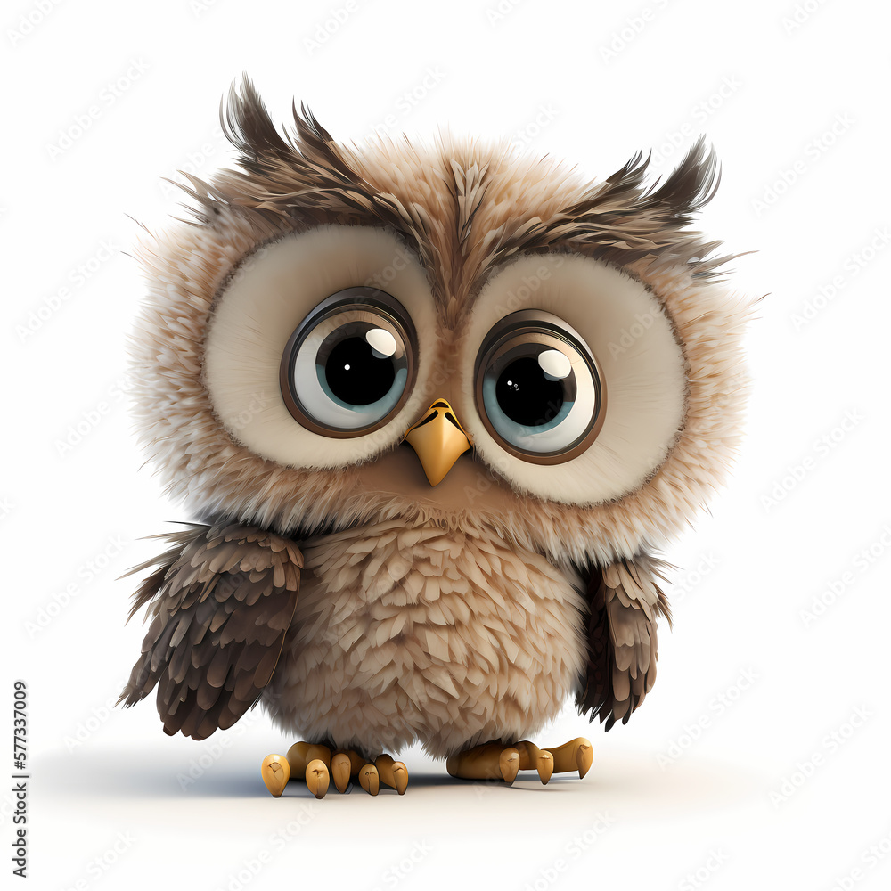 Owl Isolated White. Generative AI Owl Isolated White. Generative AI