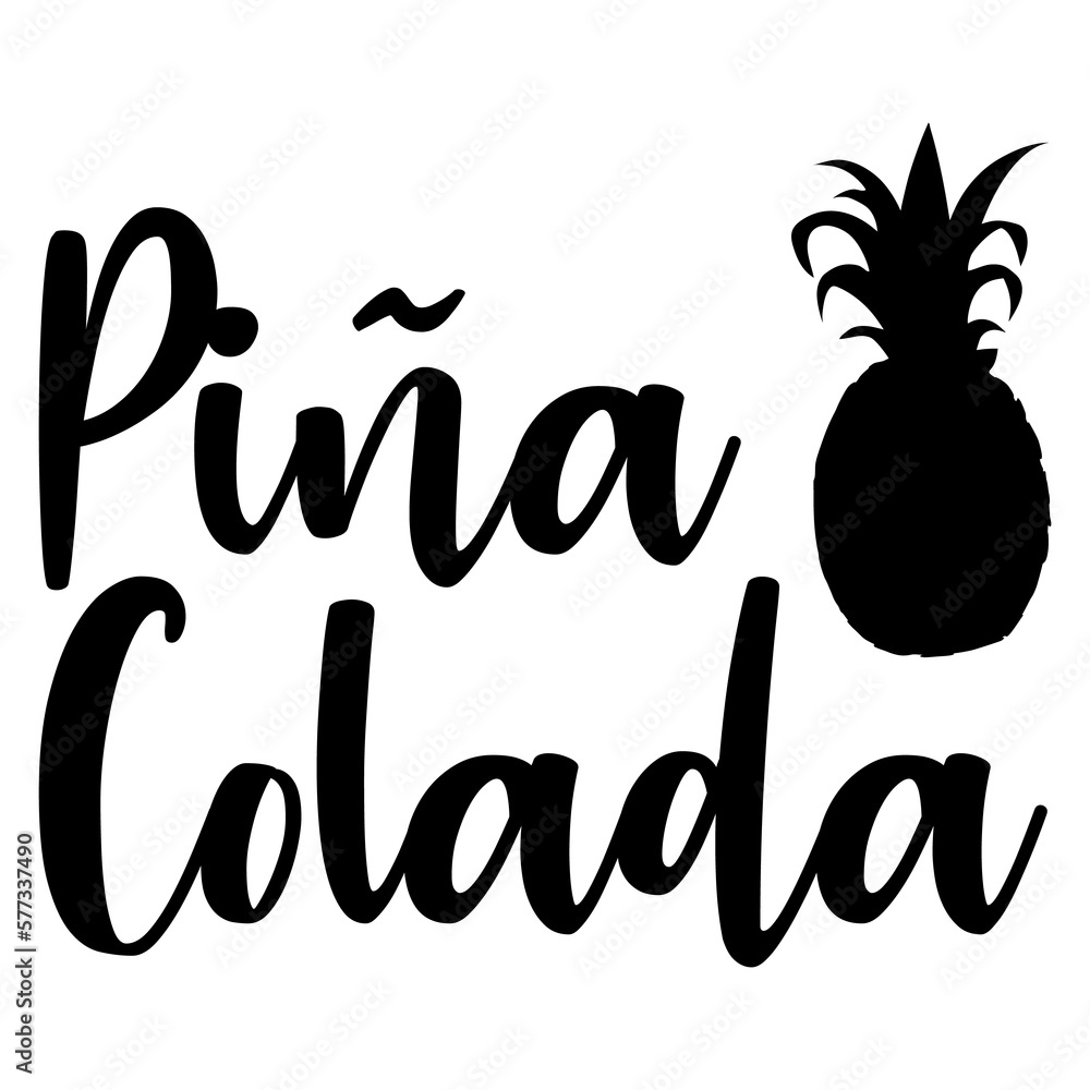 Logo cocktail tropical. Letras de la palabra Piña Colada en texto ...