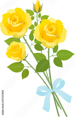 黄色い薔薇の花束_ベクターイラスト