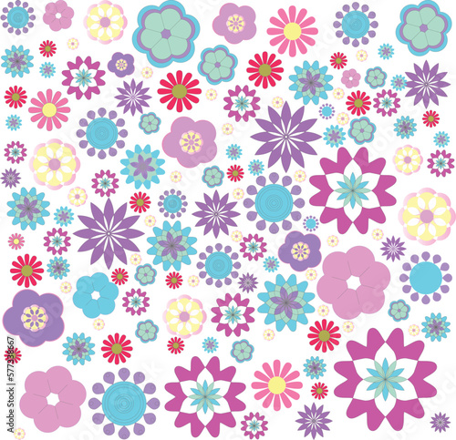 colored flowers, Vibrant kimono oriental seamless pattern stock illustration