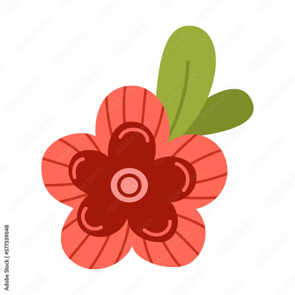 Vector abstract red striped flower. Abstract flower in flat design. Blossom flower in red color. Spring botanical illustration. Vector abstract red striped flower. Abstract flower in flat design. Blossom flower in red color. Spring botanical illustration.