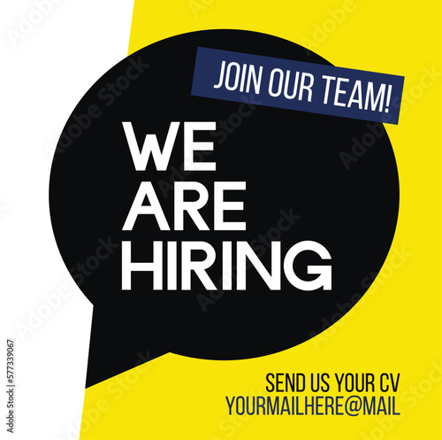 Jobs recruitment design for companies. Square social media post layout. We are hiring banner, poster, background template