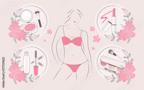 The concept of beauty, tenderness and femininity. Vector illustration