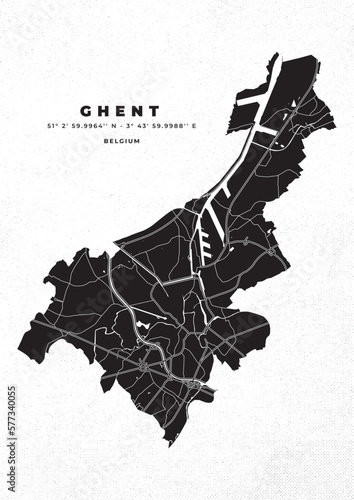 Ghent Belgium map vector illustration poster and flyer