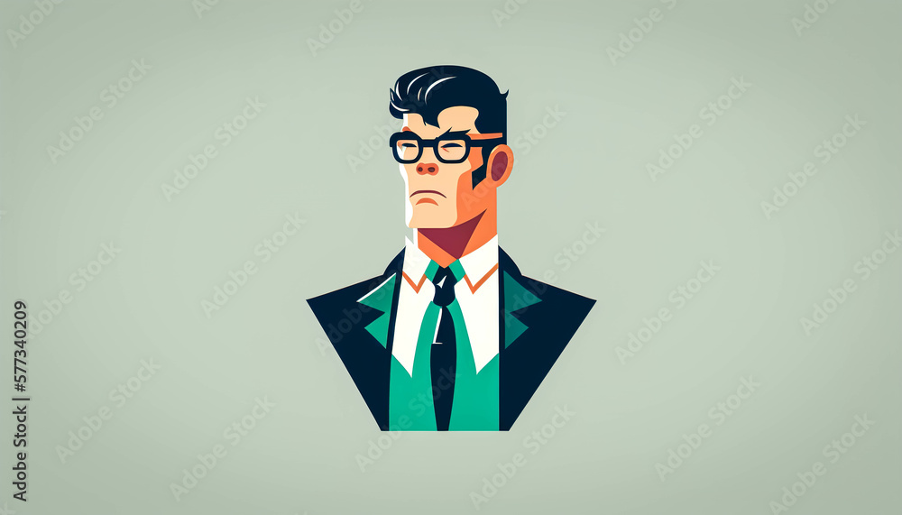Serious business man with glasses, generative AI.