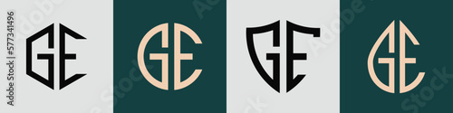 Creative simple Initial Letters GE Logo Designs Bundle. photo