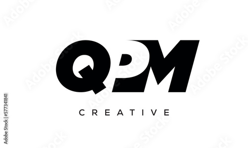 QPM letters negative space logo design. creative typography monogram vector