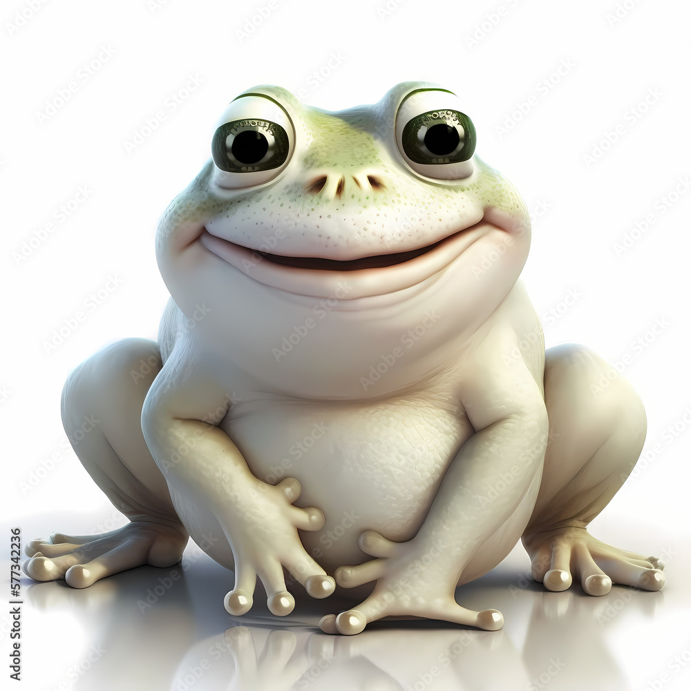 Obraz premium White Frog / Albino Frog. Generative AI