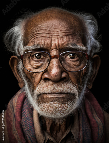Elderly Man-Old Indian Man Portrait-Generative AI © simon