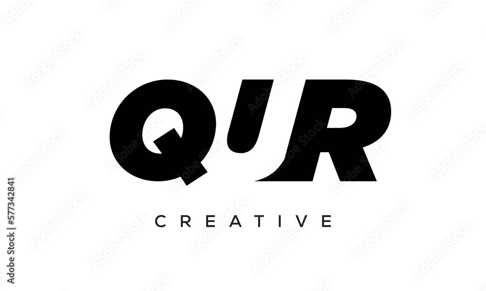 QUR letters negative space logo design. creative typography monogram vector