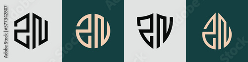 Creative simple Initial Letters ZN Logo Designs Bundle.