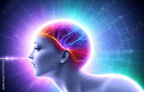 Human mental energy abstract illustration, generated ai