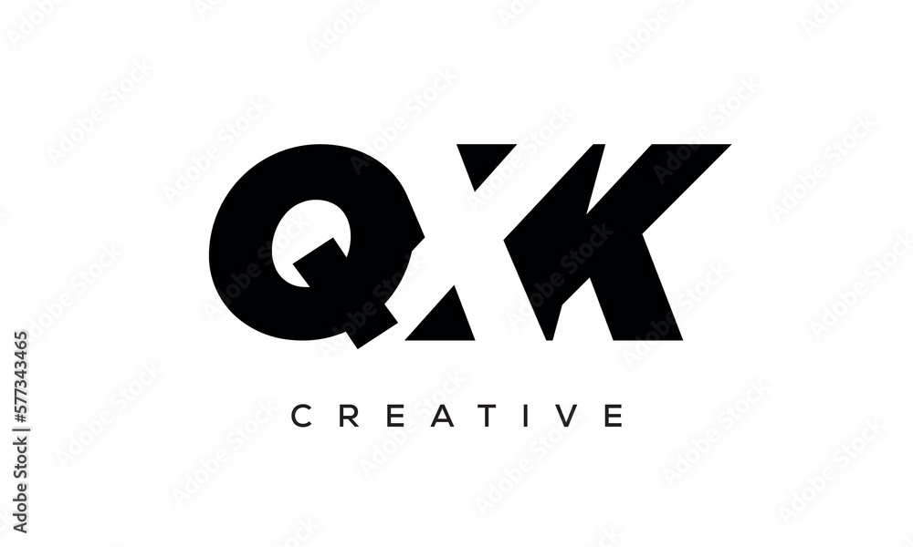 QXK letters negative space logo design. creative typography monogram vector