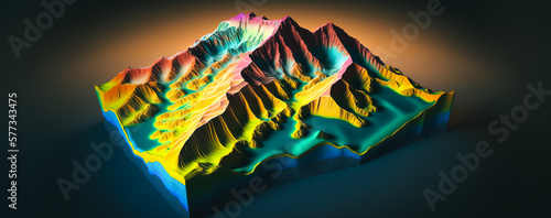 Foto 3D Topographic height map, geology survey