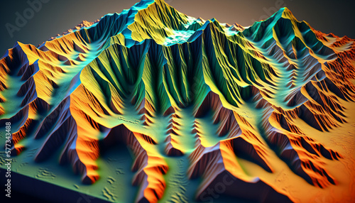 3D Topographic height map, geology survey. Topographic cartography Generative AI