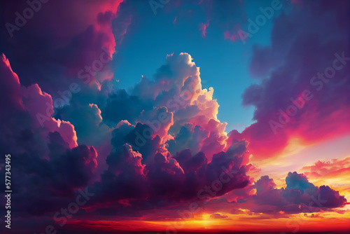 Colorful and magnificent cloudscape sunset, beauty nature background Generative AI