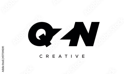 QZN letters negative space logo design. creative typography monogram vector photo