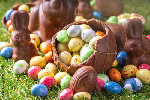 Canvas Print Easter egg hunting background