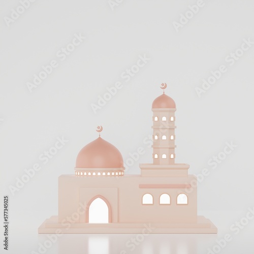 islamic ramadan eid background with 3d illustration mosque copy space