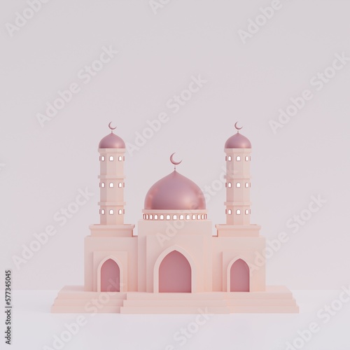 islamic ramadan eid background with 3d illustration mosque copy space
