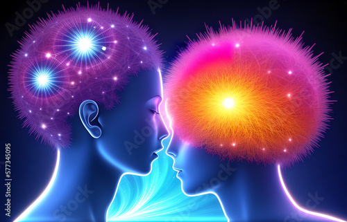 Human mental energy abstract illustration, generated ai
