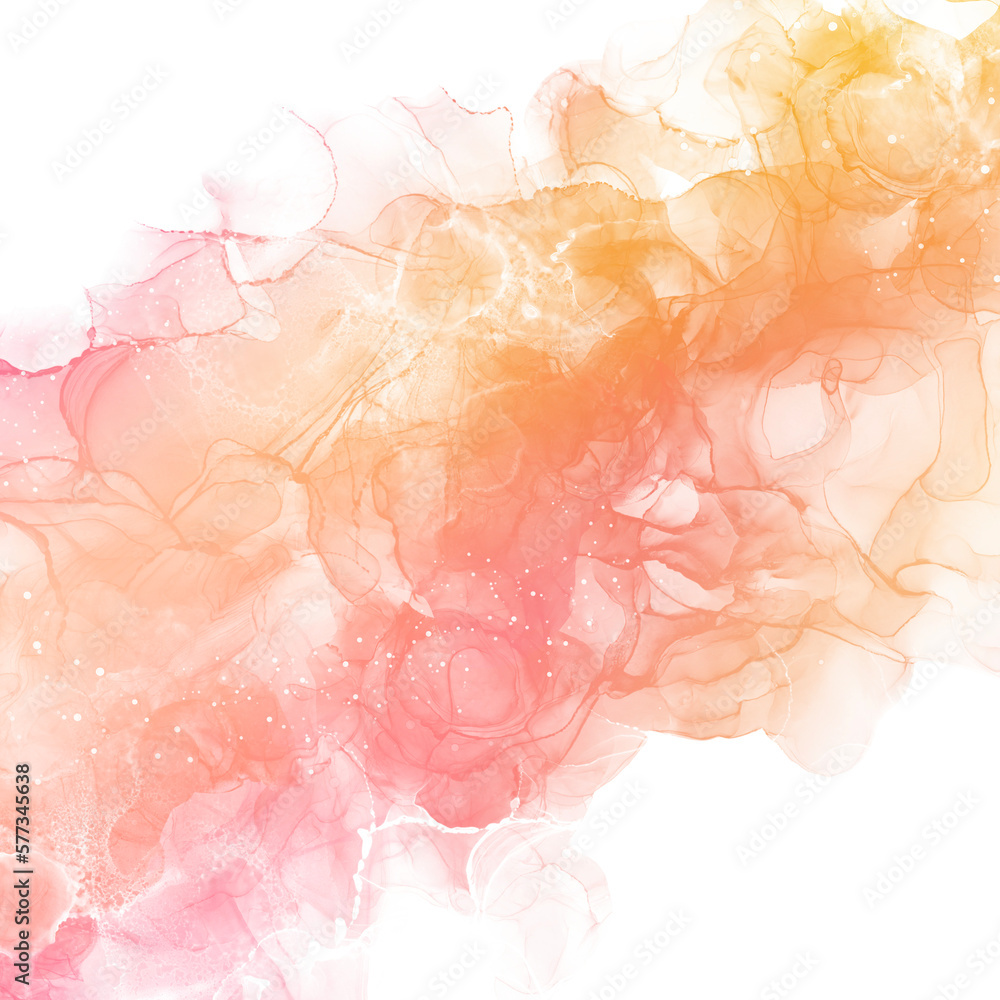 春用のアルコールインクアート抽象正方形テンプレート）ピンクとオレンジのグラデーション