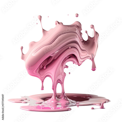 Pink smooth liquid in 3d illustration style. Generative AI. © SaraY Studio 