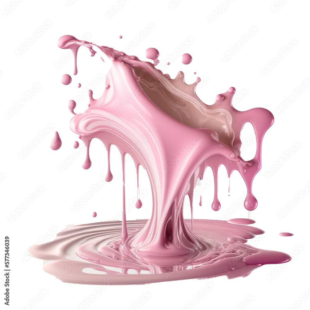 Smooth pink liquid splash and melted. Skincare ads. 3d illustration style. Generative AI.