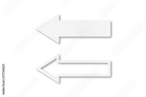 White paper arrow isolated on transparent background