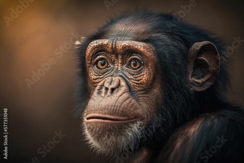The head of a monkey remains in the forest. generative ai © legendexpert