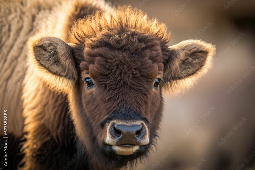 American bison on the ground generative AI American bison on the ground generative AI