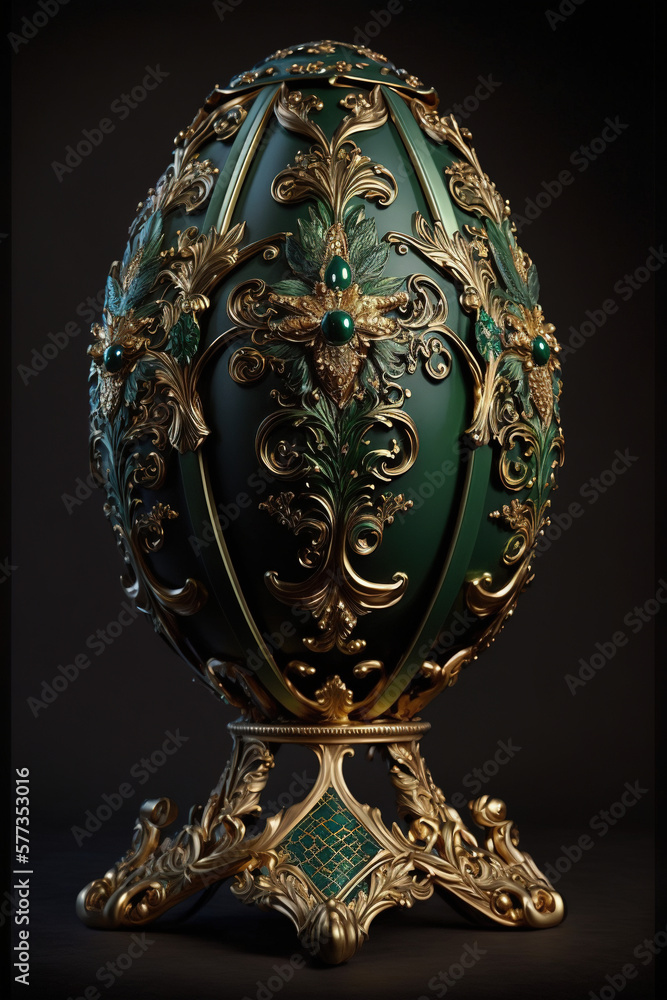 Luxury emerald egg fabrege style- generated by generative AI Luxury emerald egg fabrege style- generated by generative AI