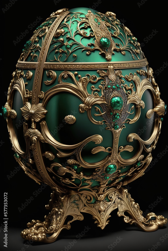 Luxury emerald egg fabrege style- generated by generative AI Luxury emerald egg fabrege style- generated by generative AI