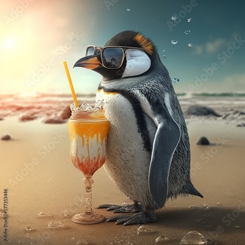 penguin with cocktail 