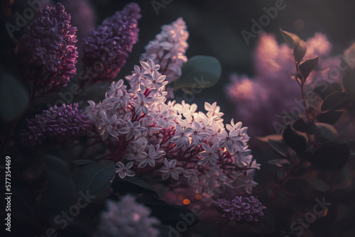 A bushes of lilacs, spring flowers, Generative AI