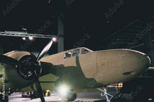 Vintage military aircraft in the hangar