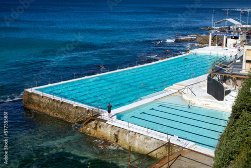 Swimming pool on the island of Crete, Greece. Swimming pool with blue water. © Sam