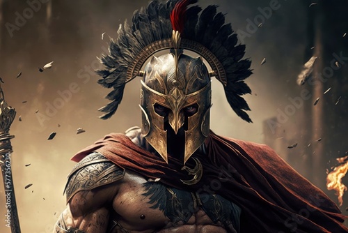 Fierce Spartan Warrior Concept Illustration 