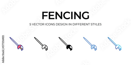 fencing Icon Design in Five style with Editable Stroke. Line, Solid, Flat Line, Duo Tone Color, and Color Gradient Line. Suitable for Web Page, Mobile App, UI, UX and GUI design.