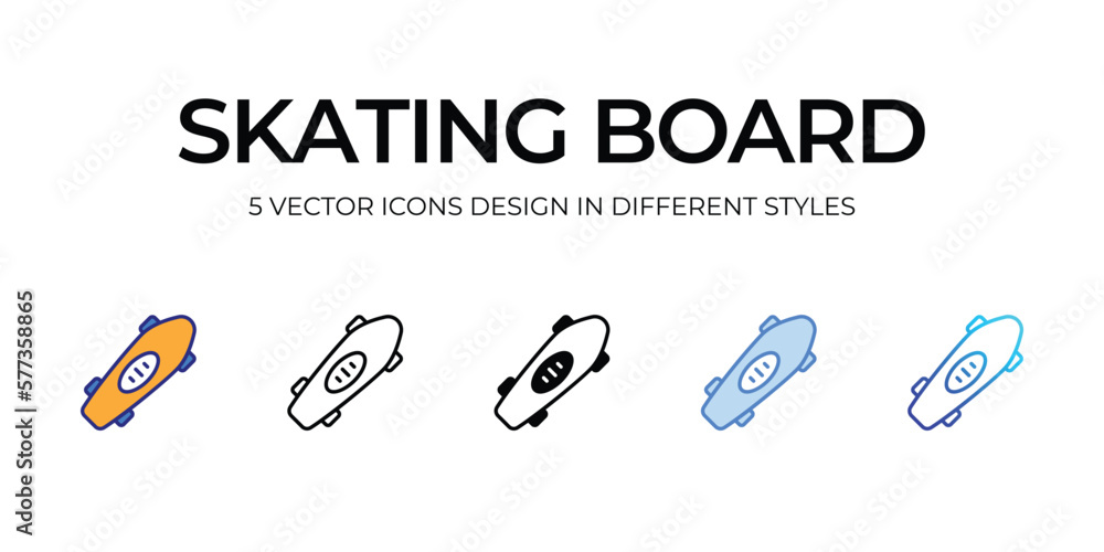 skating board Icon Design in Five style with Editable Stroke. Line, Solid, Flat Line, Duo Tone Color, and Color Gradient Line. Suitable for Web Page, Mobile App, UI, UX and GUI design. skating board Icon Design in Five style with Editable Stroke. Line, Solid, Flat Line, Duo Tone Color, and Color Gradient Line. Suitable for Web Page, Mobile App, UI, UX and GUI design.
