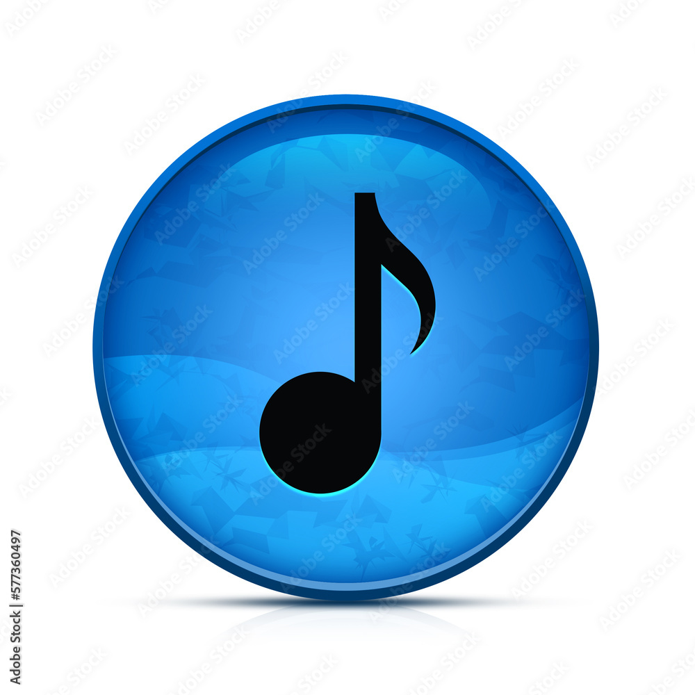 Music icon on classy splash blue round button illustration Music icon on classy splash blue round button illustration