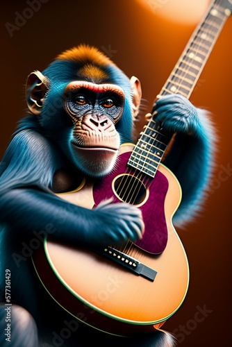 A monkey play a clasic guitar