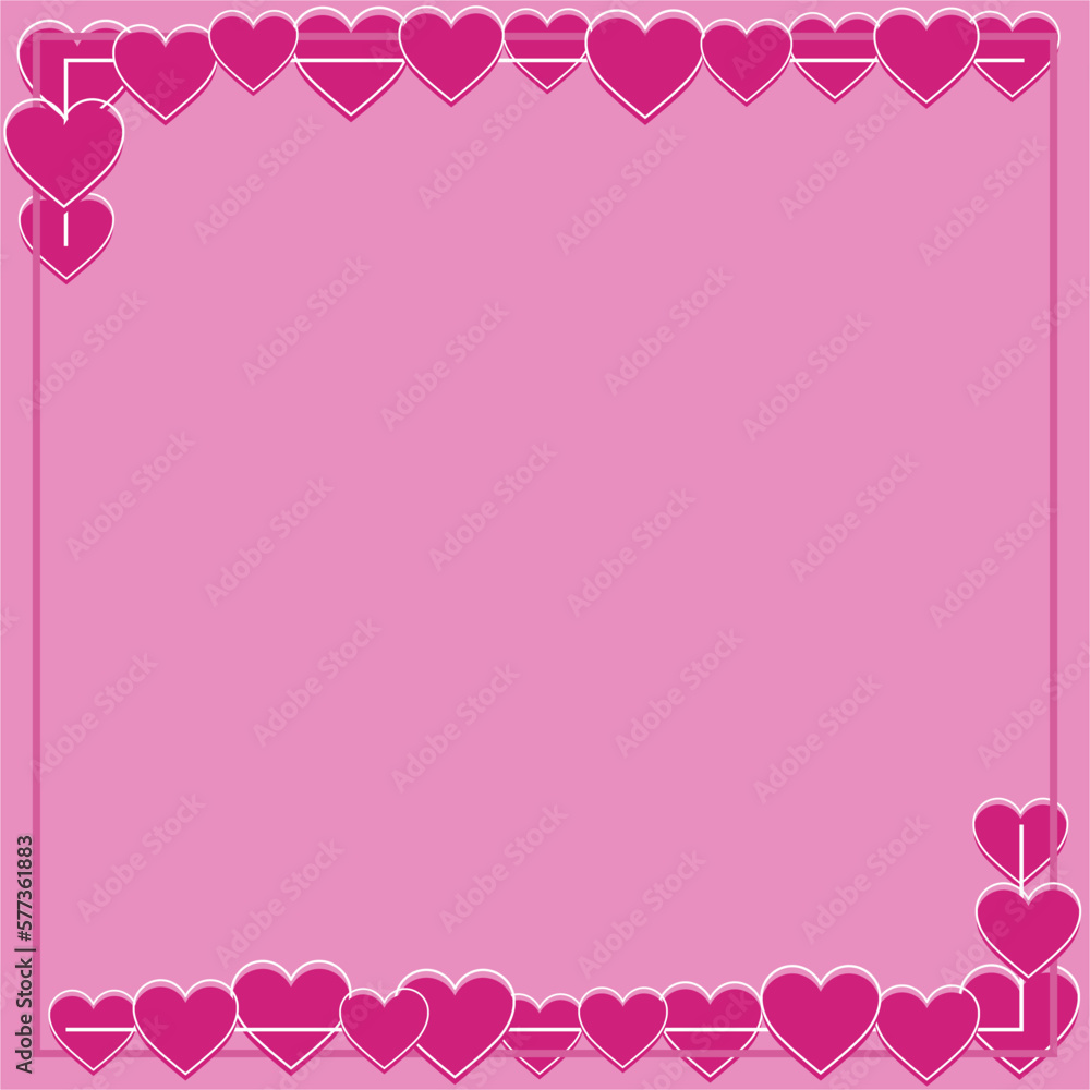 Pink background color with stripe line shape and hearts. Suitable for social media post and web internet ads.